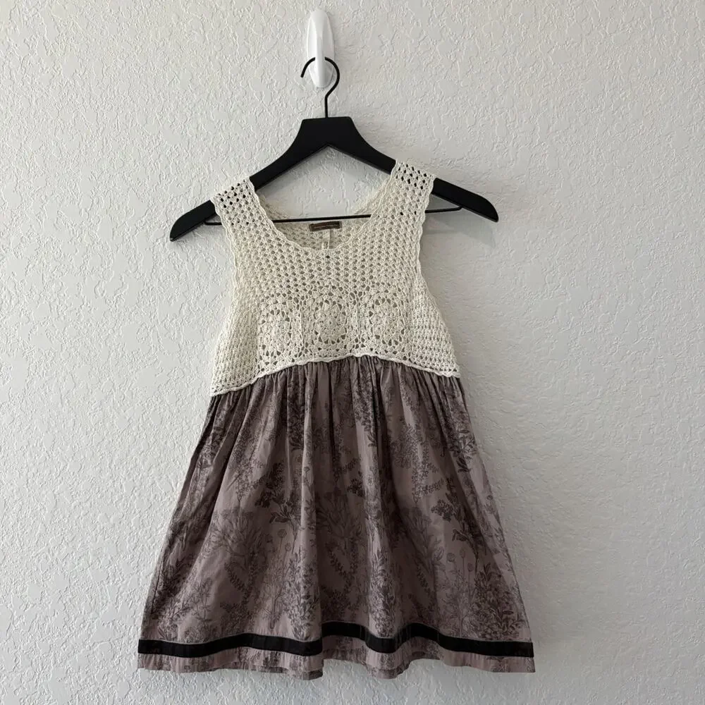 Matilda Jane Girls Crochet Floral Sleeveless You And Me Tunic Top Dress Size 12